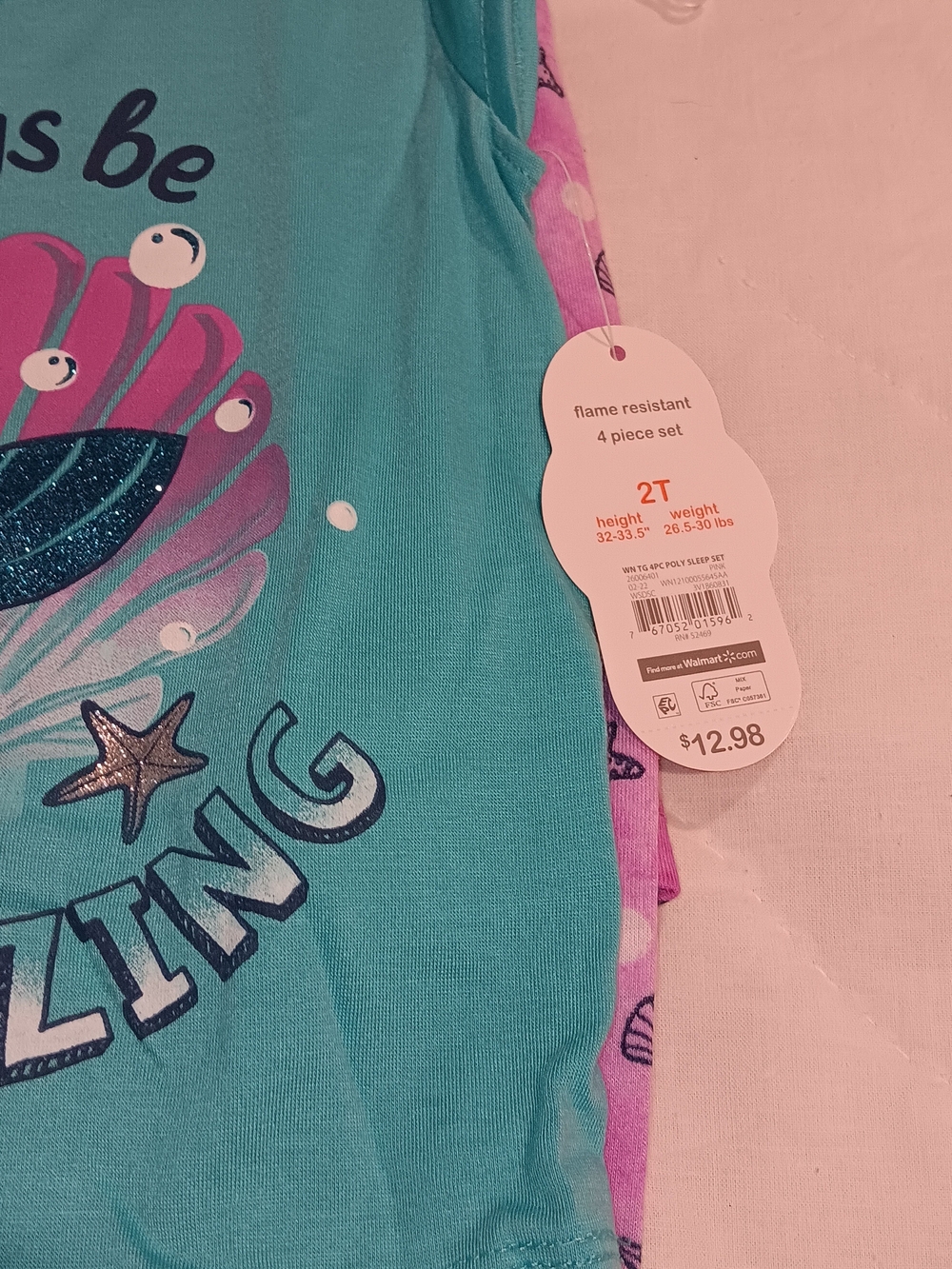 wonder nation 🍑 Girls Teal and Purple Pajama Set 2T